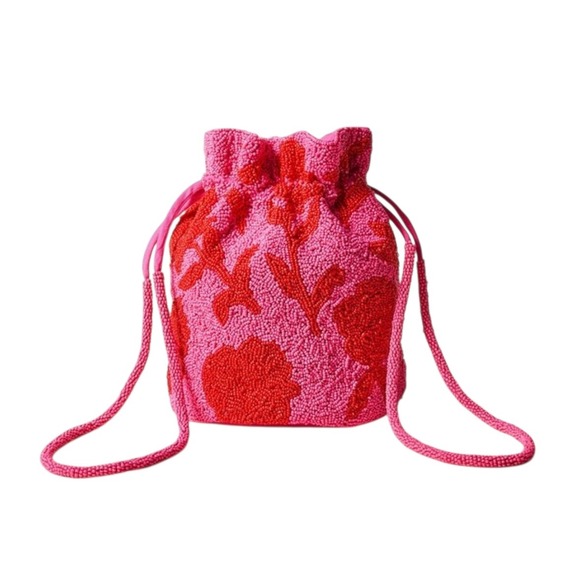 Kate‎ Spade x Target Beaded pink Rose drawstring Bucketbag.  NWT. Hard to find! - Picture 3 of 9